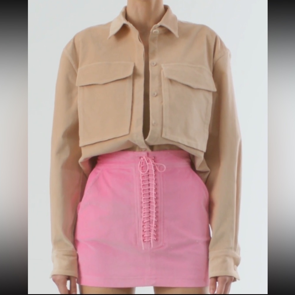 Alex Perry Rowan Glitter Corduroy Eyelet Mini Skirt Lilac Sz 8 — image 6 of 8